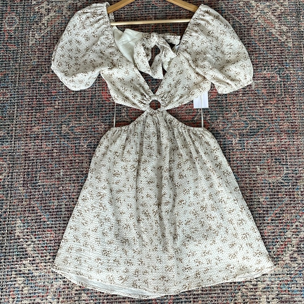 Lush Floral Cut-Out Cream Dress - Picture 5 of 9
